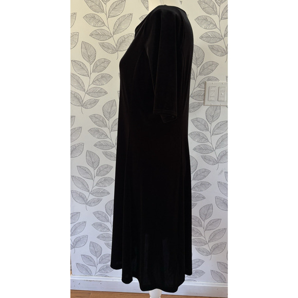 LANDS END Black Velvet Velour Dress Size MP 10-12 Holiday Party Formal Gothic - Picture 4 of 13